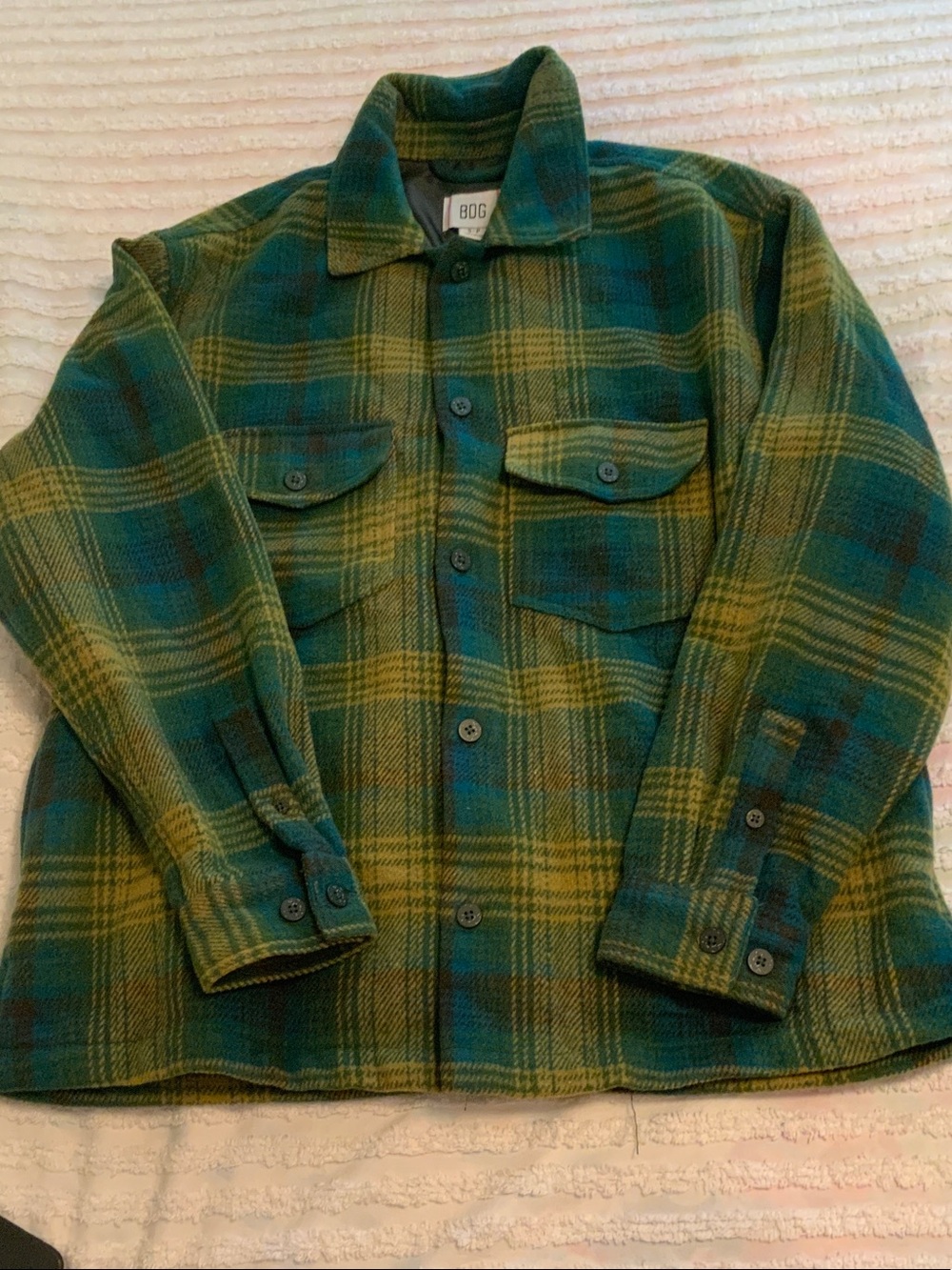 BDG Green & Teal Plaid Utility Shacket